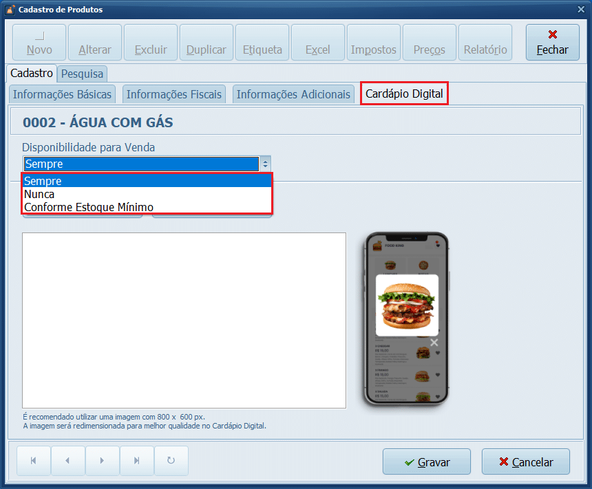 Disponibilidade Cardápio Digital | Datacaixa