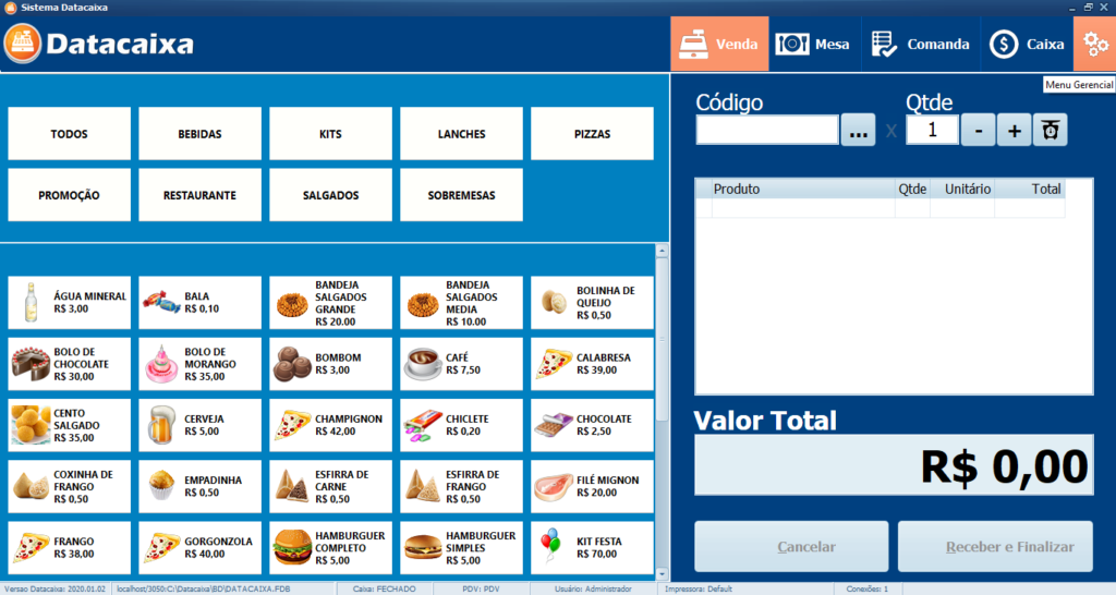 Menu Gerencial | Datacaixa Menu Gerencial