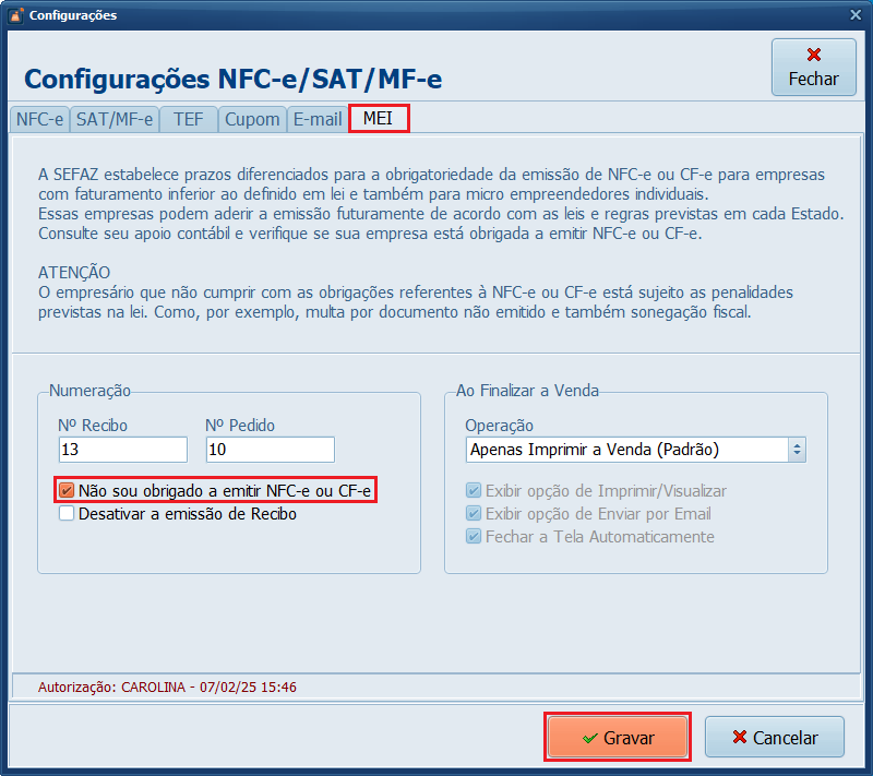 Não sou obrigado a emitir NFC-e ou CF-e_Gravar | Datacaixa
