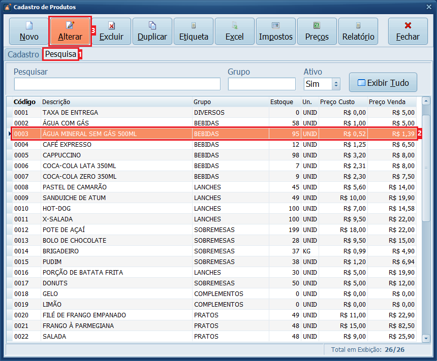 Alterar_Água_Mineral_Cadastro_de_Produto | Datacaixa
