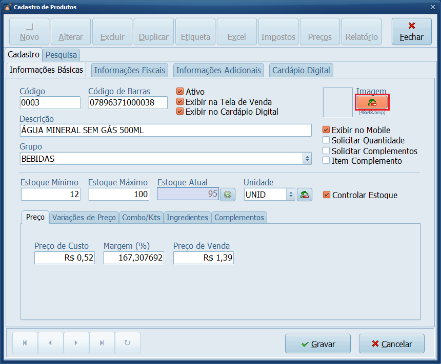 Inserir Imagem_Cadastro de Produto_Água_Mineral | Datacaixa