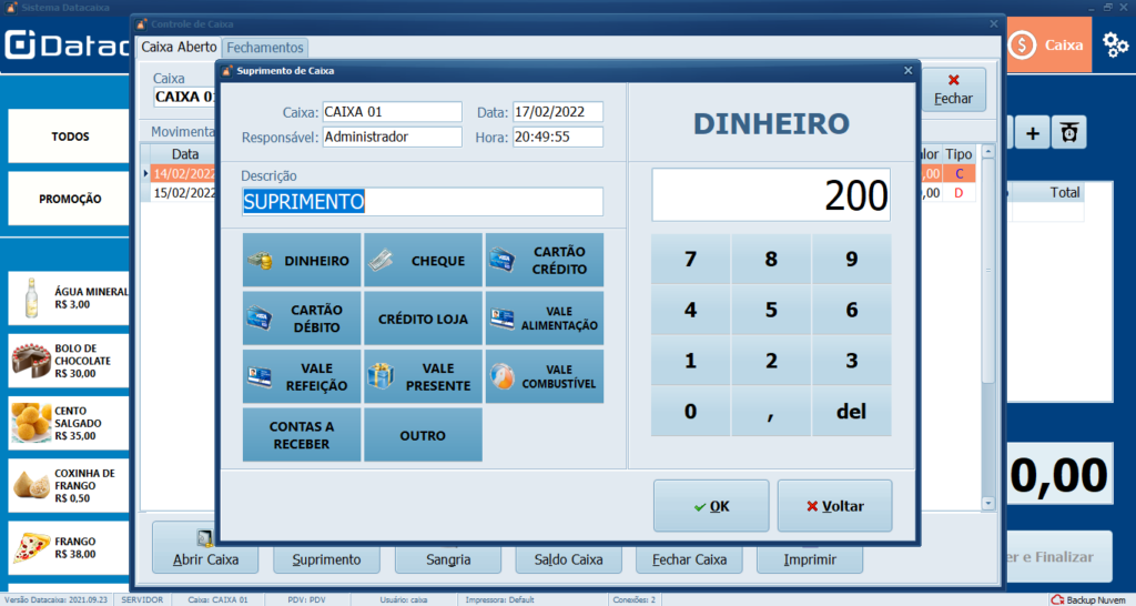 VALOR SUPRIMENTO | Datacaixa VALOR SUPRIMENTO