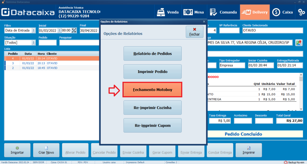 FECHAMENTO MOTOBOY | Datacaixa FECHAMENTO MOTOBOY