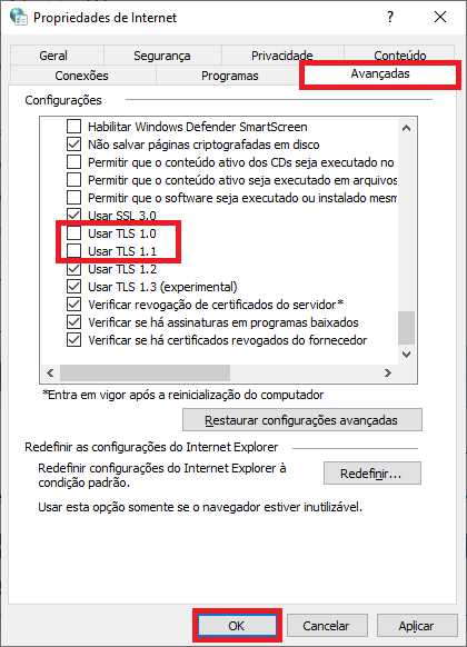 Propriedades de internet Avançadas | Datacaixa Propriedades de internet Avançadas