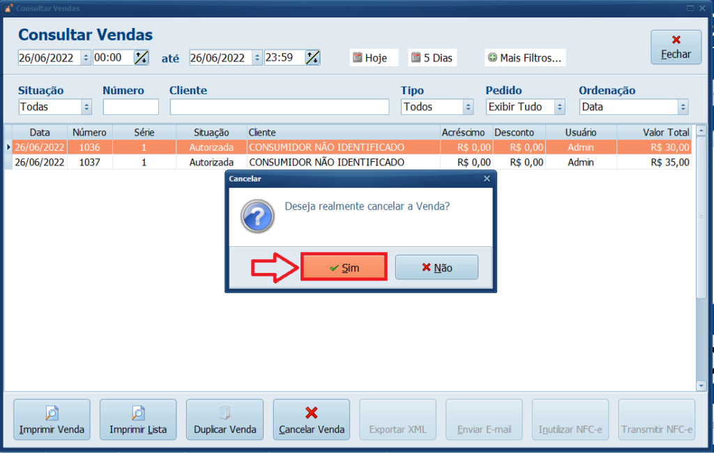 EXCLUIR VENDA SIM | Datacaixa EXCLUIR VENDA SIM
