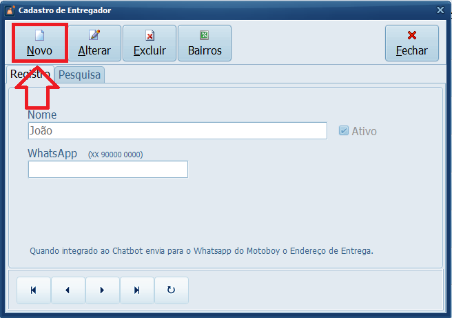 NOVO ENTREGADOR | Datacaixa NOVO ENTREGADOR