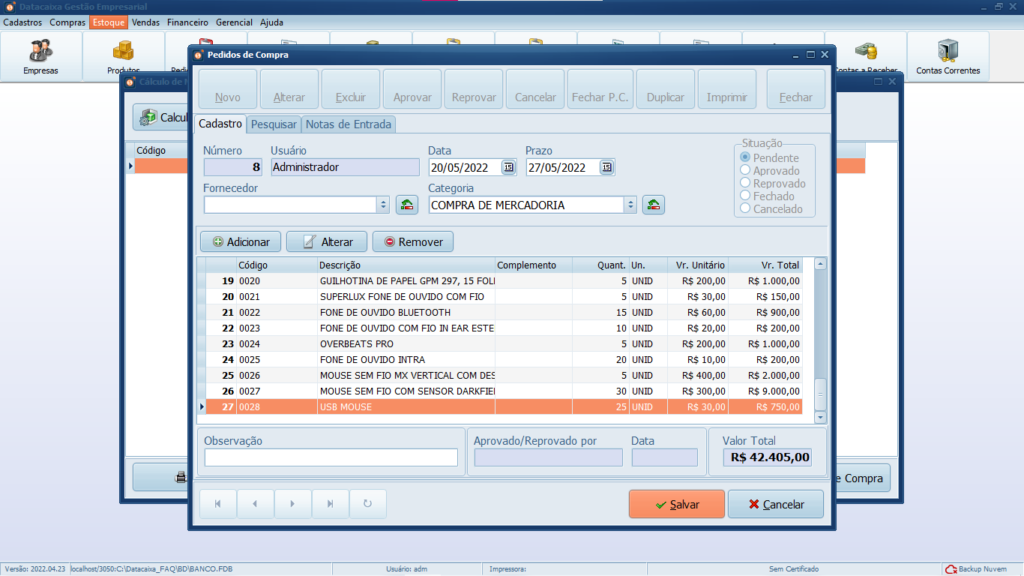 PEDIDO-DE-COMPRA-GERADO | Datacaixa
