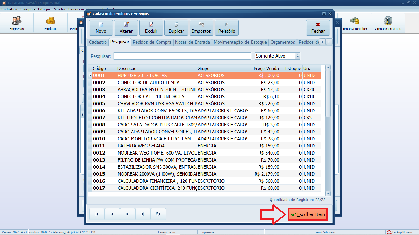 PRODUTO-ESCOLHIDO- | Datacaixa