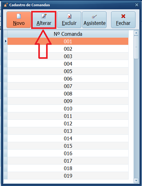 ALTERAR COMANDAS | Datacaixa ALTERAR COMANDAS