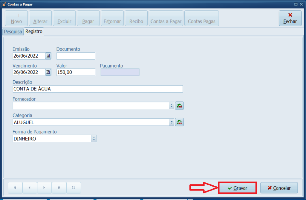 gravar alterar contas a pagar | Datacaixa gravar alterar contas a pagar
