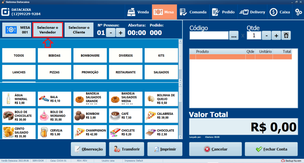 SELECIONAR VENDEDOR | Datacaixa SELECIONAR VENDEDOR
