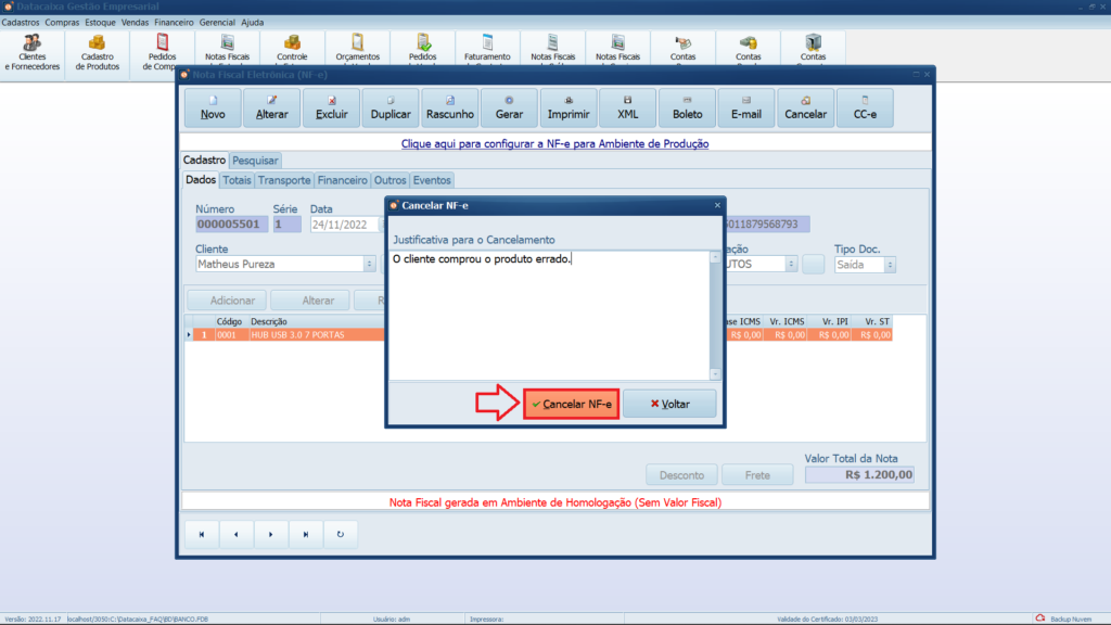 Cancelar-NF-e | Datacaixa Cancelar-NF-e