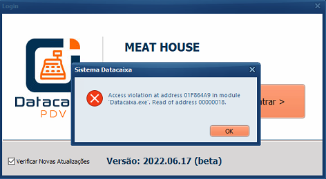 Erro-Acess-Violation | Datacaixa