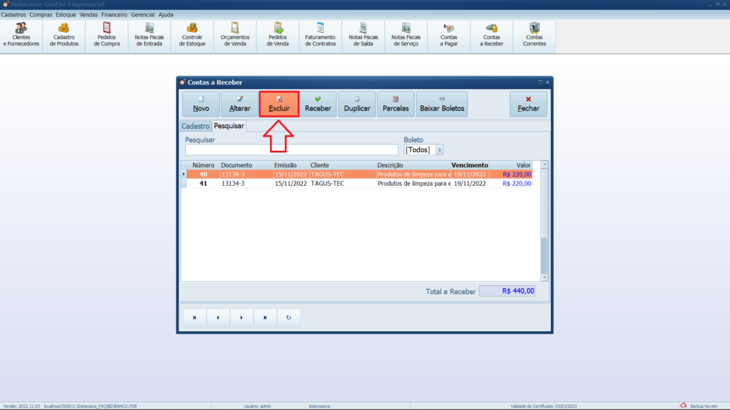 Excluir-conta-a-receber | Datacaixa
