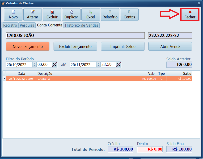 FECHAR CADASTRO DE CLIENTES | Datacaixa
