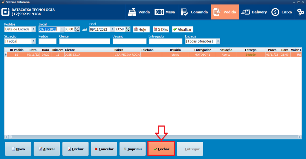 PEDIDO FECHAR | Datacaixa PEDIDO FECHAR