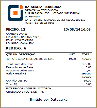 Recibo do Cliente_Pedido | Datacaixa