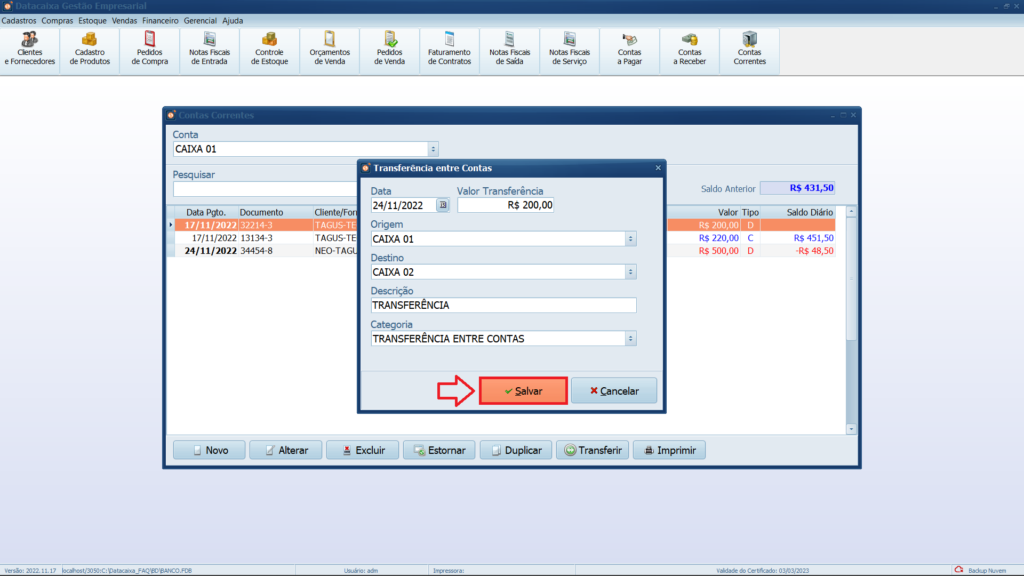 Salvar-transferencia | Datacaixa Salvar-transferencia