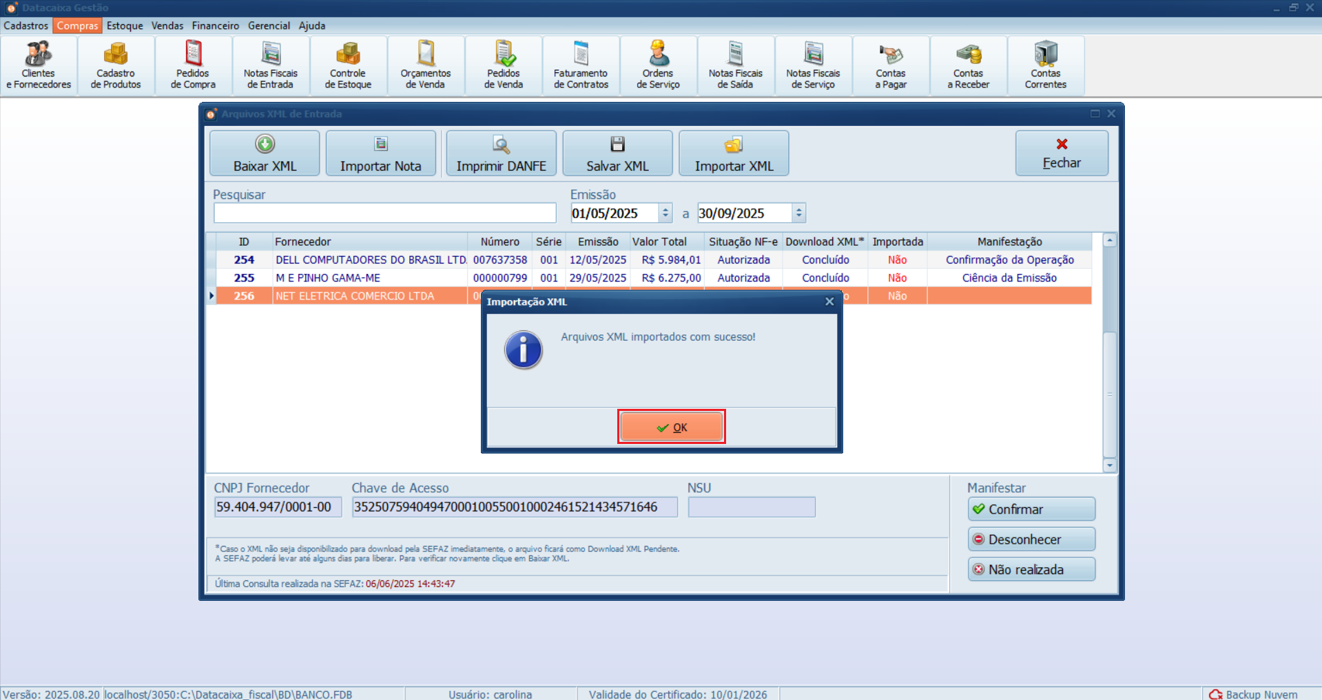 arquivos-xml-importados-com-sucesso | Datacaixa