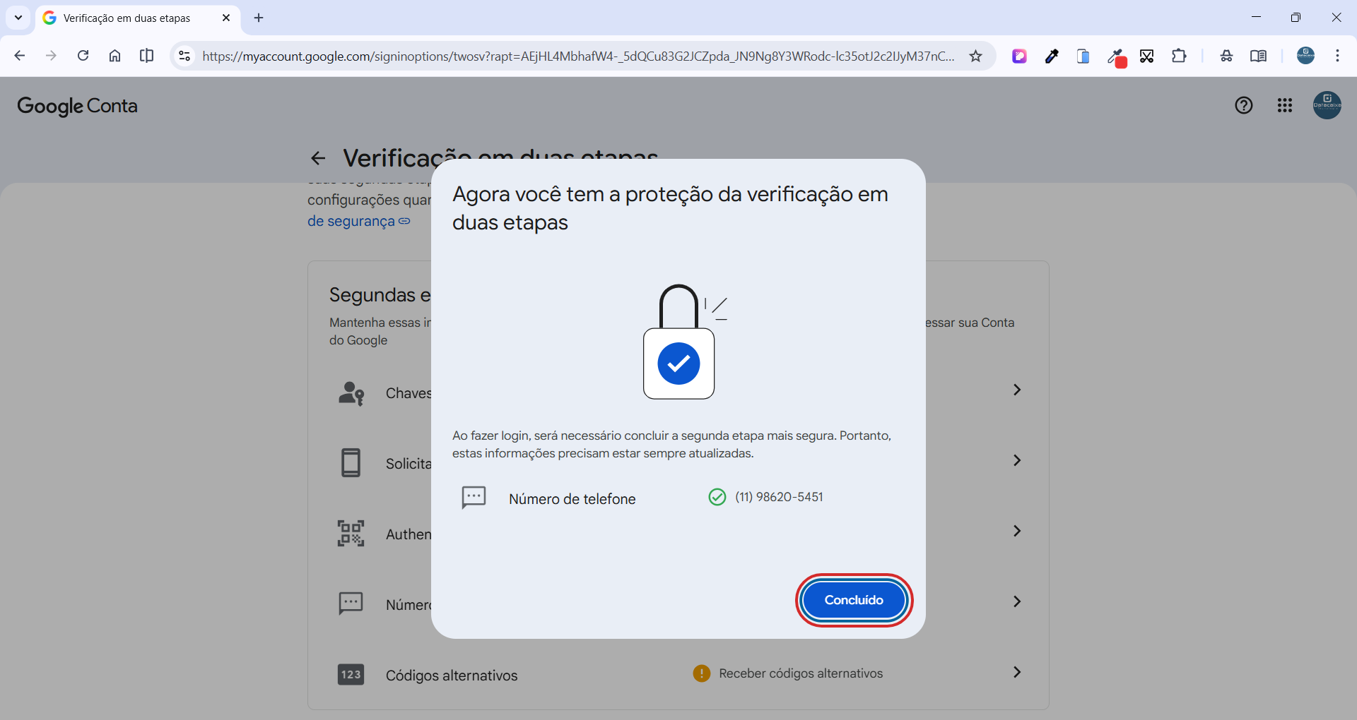 concluir-duas etapas | Datacaixa