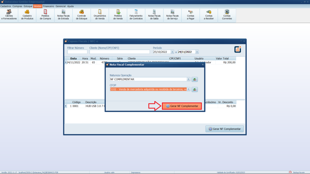 gerar-nfe-complementar-2 | Datacaixa gerar-nfe-complementar
