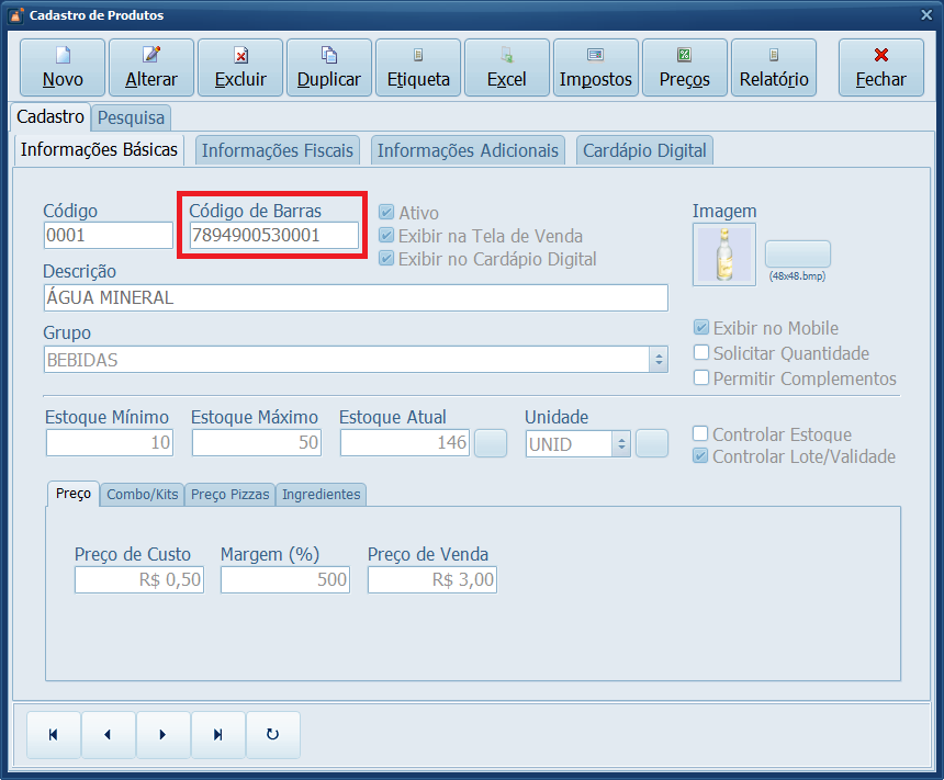 Código de Barras Produto | Datacaixa Código de Barras Produto