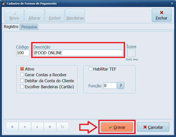 Forma Pagamento Gravar | Datacaixa Forma Pagamento Gravar