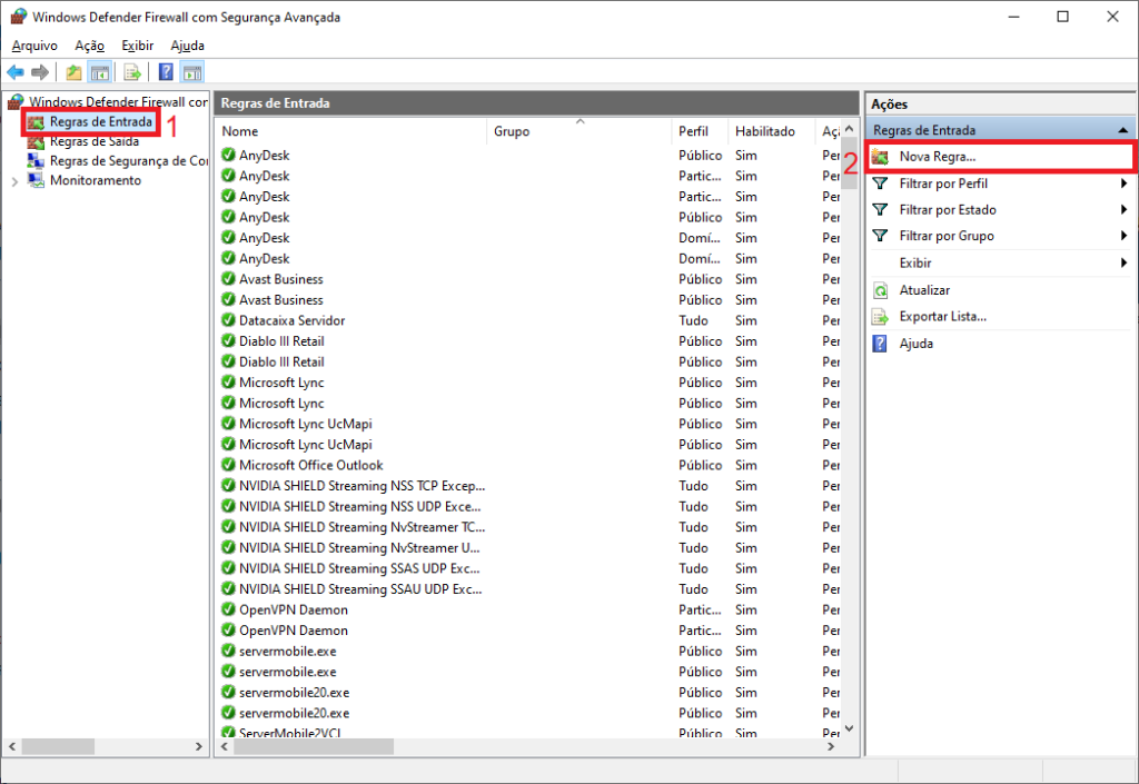 Firewall Nova Regra | Datacaixa Firewall Nova Regra