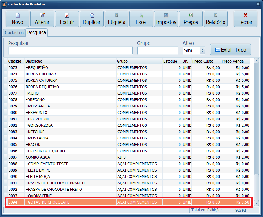Complemento Alterado | Datacaixa Complemento Alterado
