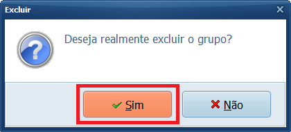 Confirmar Sim para Excluir um Grupo | Datacaixa Confirmar Sim para Excluir um Grupo