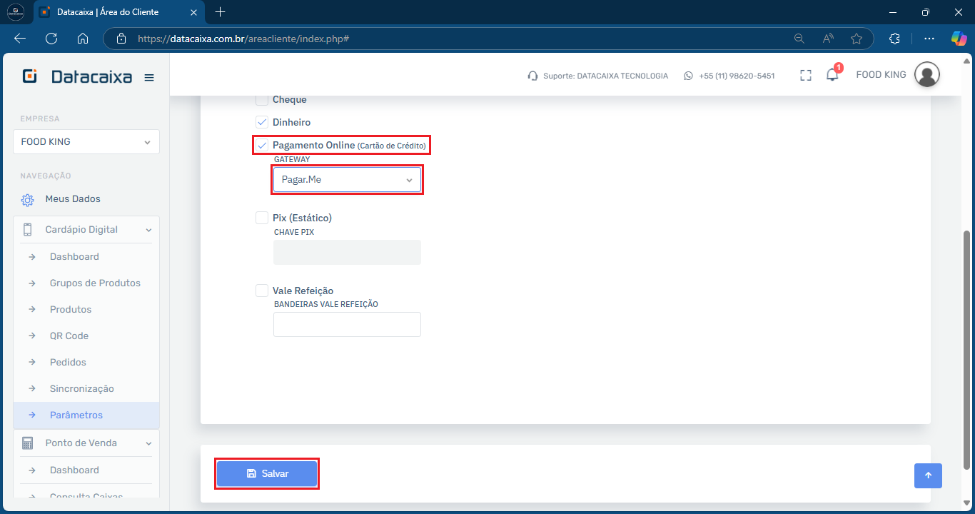 Pagamento Online_Pagarme_Salvar | Datacaixa