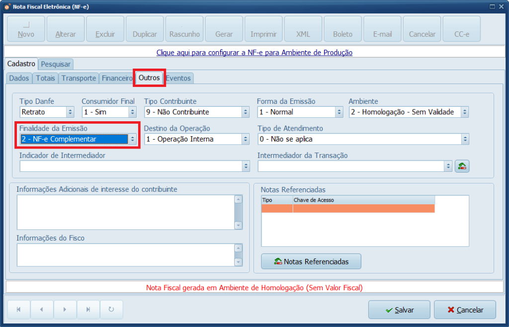 Outros Nota Complementar | Datacaixa Outros Nota Complementar