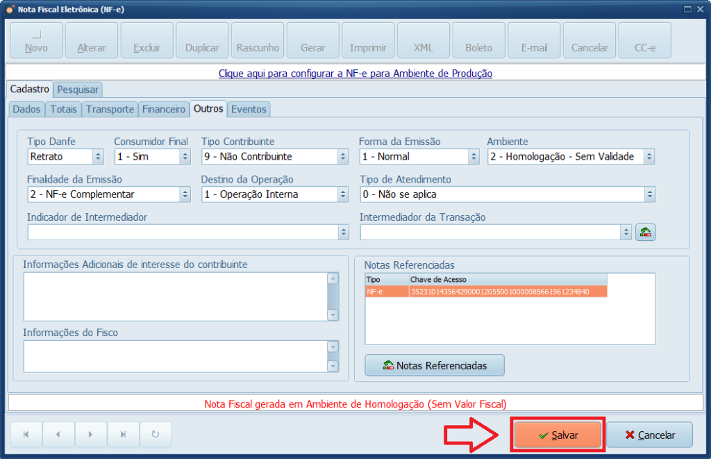 Salvar Nota Complementar | Datacaixa Salvar Nota Complementar