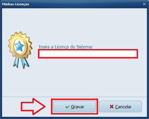 Inserir Licença do Sistema Gravar | Datacaixa Inserir Licença do Sistema Gravar