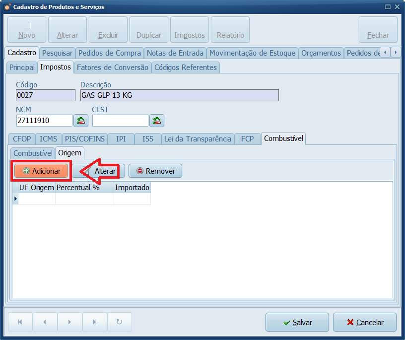 Combustível Origem Adicionar | Datacaixa Combustível Origem Adicionar