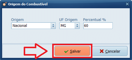 Salvar Cadastro Origem do Combustível | Datacaixa Salvar Cadastro Origem do Combustível