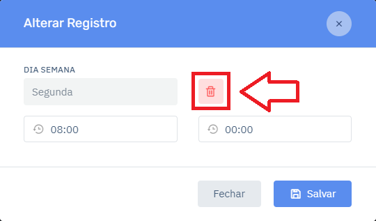 Horário de Funcionamento Excluir no Cardápio | Datacaixa Horário de Funcionamento Excluir no Cardápio