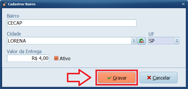 Taxa por Bairro Gravar | Datacaixa Taxa por Bairro Gravar
