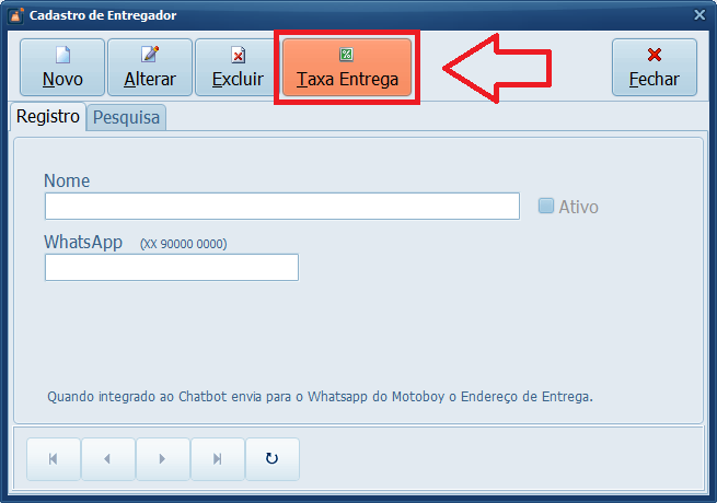 Entregador Taxa Entrega | Datacaixa Entregador Taxa Entrega