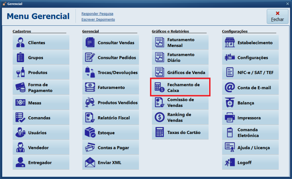 Fechamento de Caixa no Menu Gerencial | Datacaixa Fechamento de Caixa no Menu Gerencial