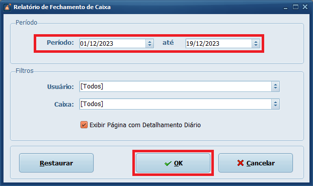 Relatório de Fechamento Caixa | Datacaixa Relatório de Fechamento Caixa