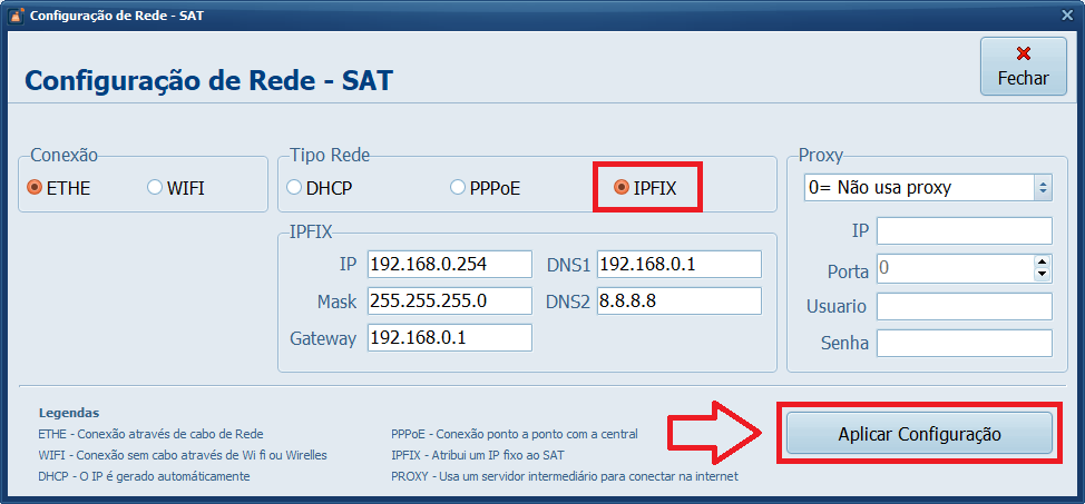 Configuração de Rede SAT IPFIX | Datacaixa Configuração de Rede SAT IPFIX