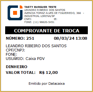 Comprovante de Troca | Datacaixa Comprovante de Troca