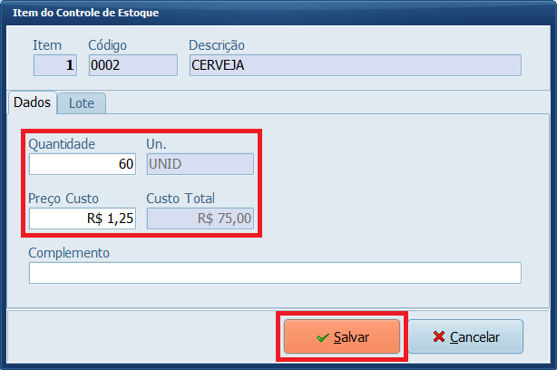 Selecionar Quantidade no Produto Entrada | Datacaixa Selecionar Quantidade no Produto Entrada