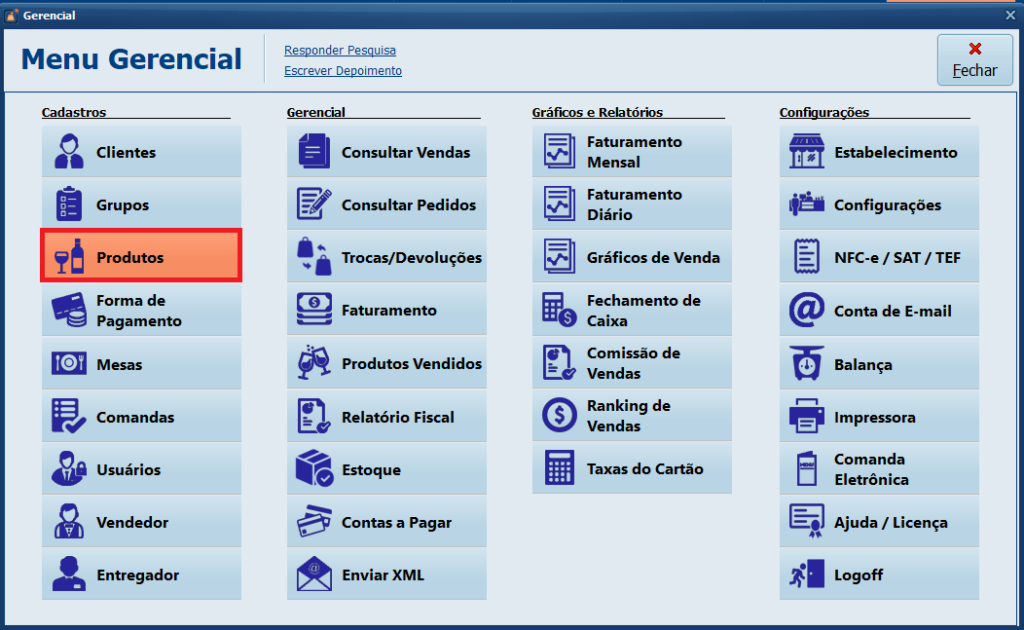 Menu-Gerencial_Produtos | Datacaixa