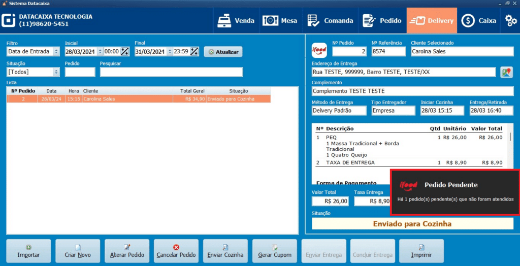 Notificação de Pedido Pendente | Datacaixa