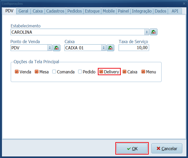 Configuracoes-Delivery | Datacaixa