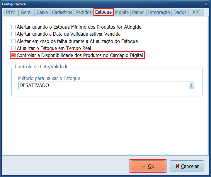Controlar a Disponibilidade_Cardápio Digital | Datacaixa