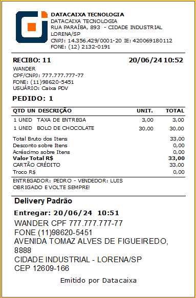 Recibo-Delivery | Datacaixa