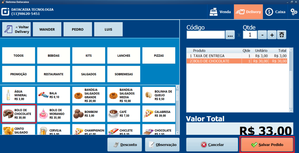 Salvar-Pedido-Delivery | Datacaixa